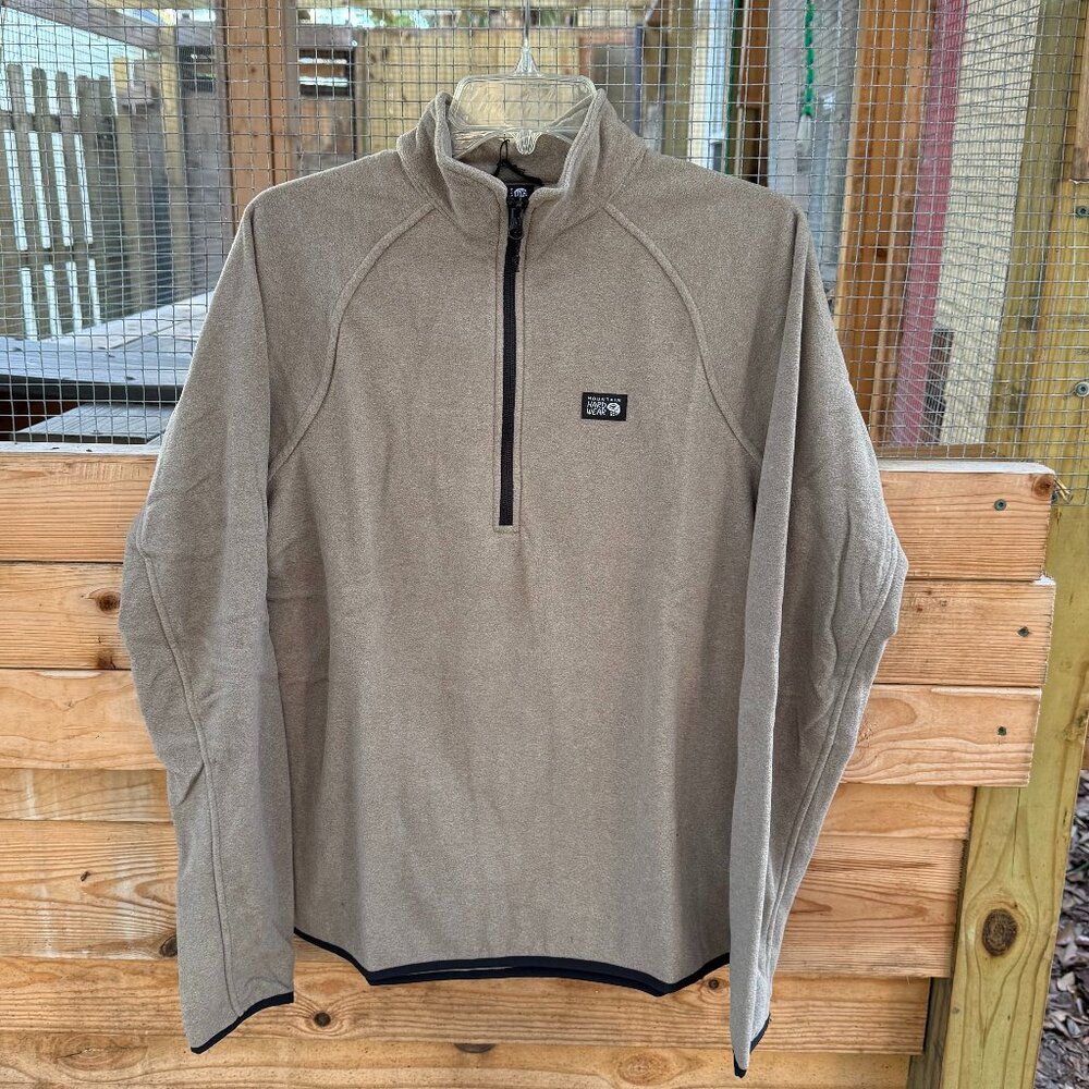 MOUNTAIN HARDWEAR MICROCHILL 1/4 ZIP PULLOVER MEN'S LARGE FLEECE COZY Brown New